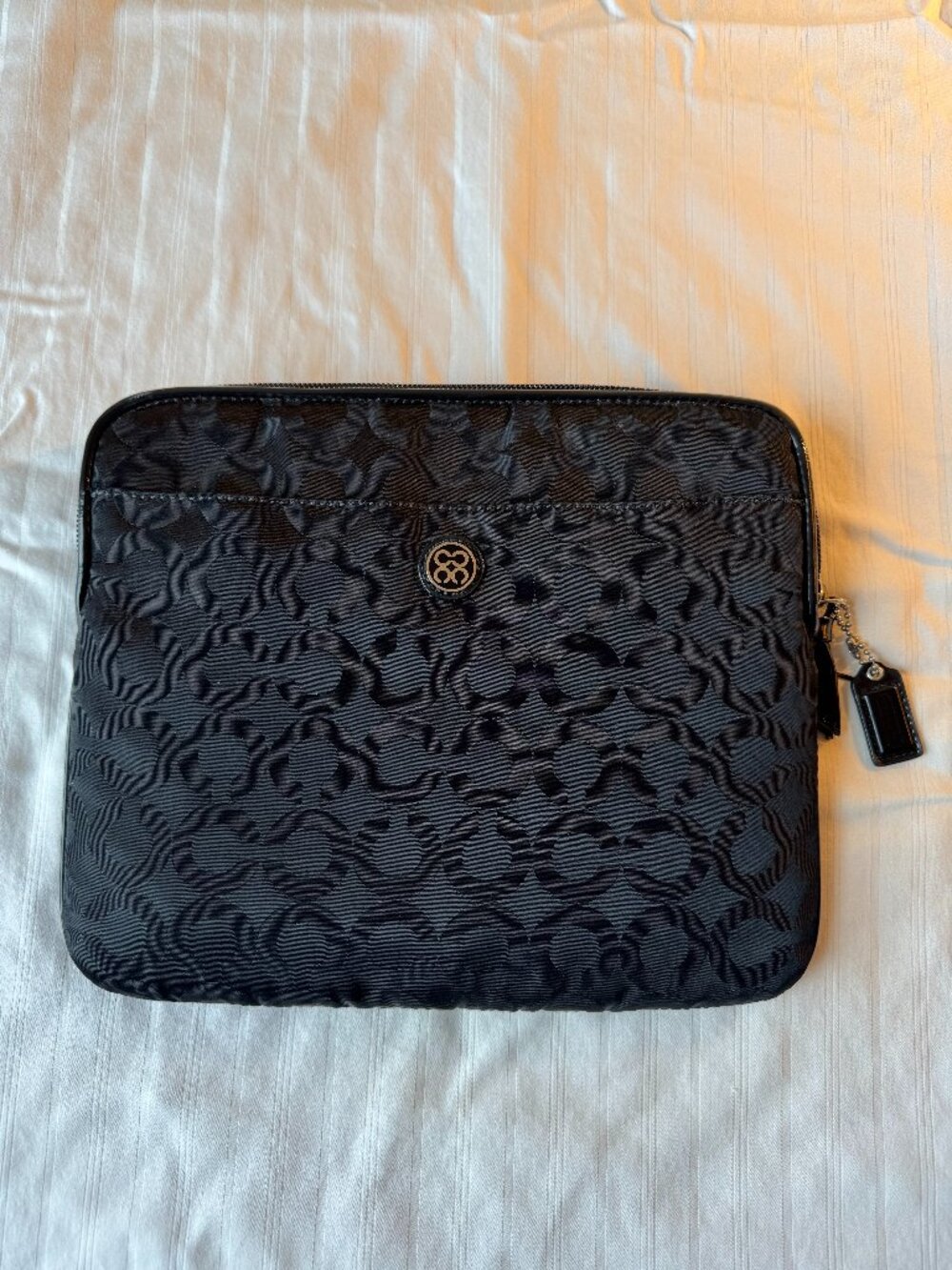 Coach Black Signature Tablet Sleeve & Tech Organizer